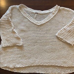 Free People Boho Cream Open Weave Sweater, SzM